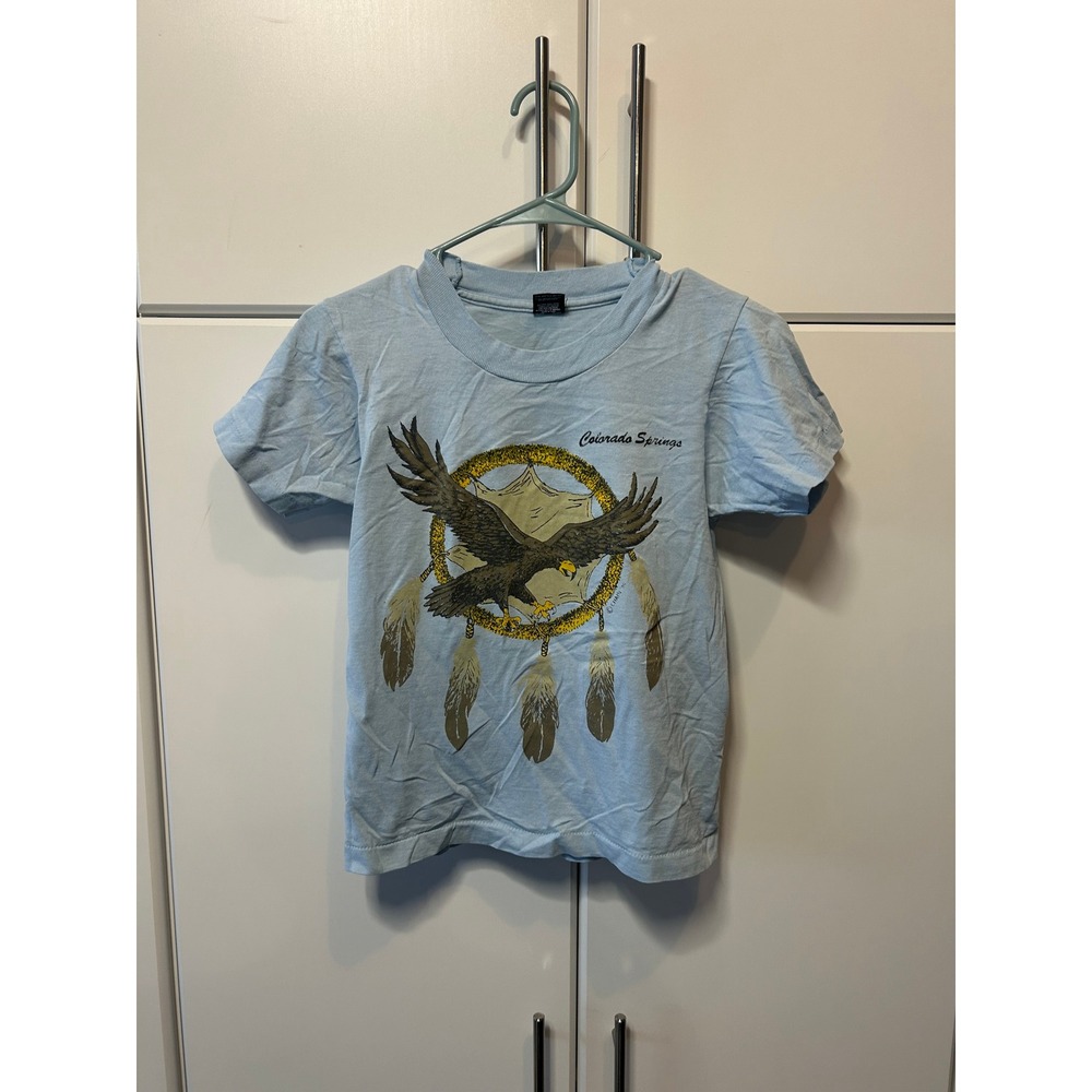 Vintage 90s Screen Stars Best Colorado Springs Eagle T Shirt Blue Youth XL 14-16
